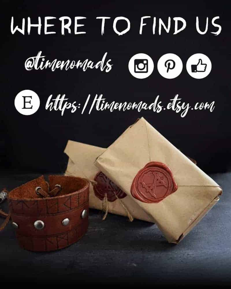 Where to find us | Social Media @timenomads | Etsy: timenomads.etsy.com